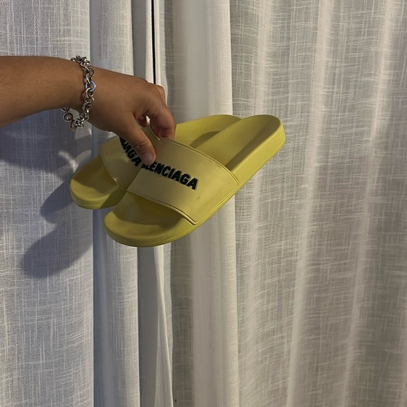 BALENCIAGA Smooth Rubber Logo Bi-Color Womens Pool Slide Size 9 PRICE FIRMMMMM - Picture 6 of 9